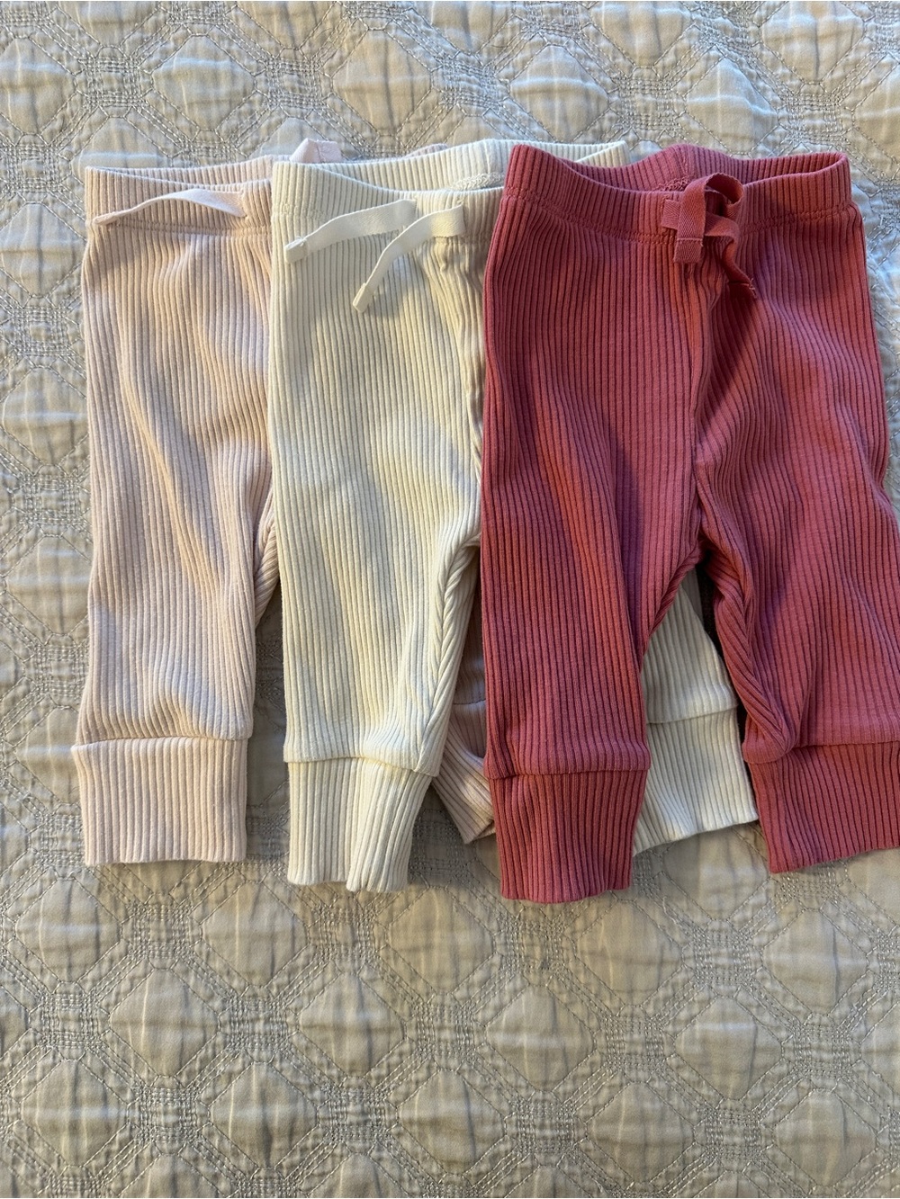 GAP Ribbed Jogger Pants — Dusty Rose, Cream, Light Pink